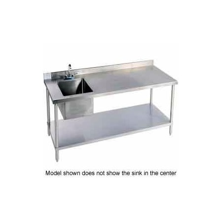 Aero Aero Manufacturing Company 304 Series 16 Ga Stainless Steel Workbench W/ Left Sink, 60"W x 30"D 4TGB3060T-100